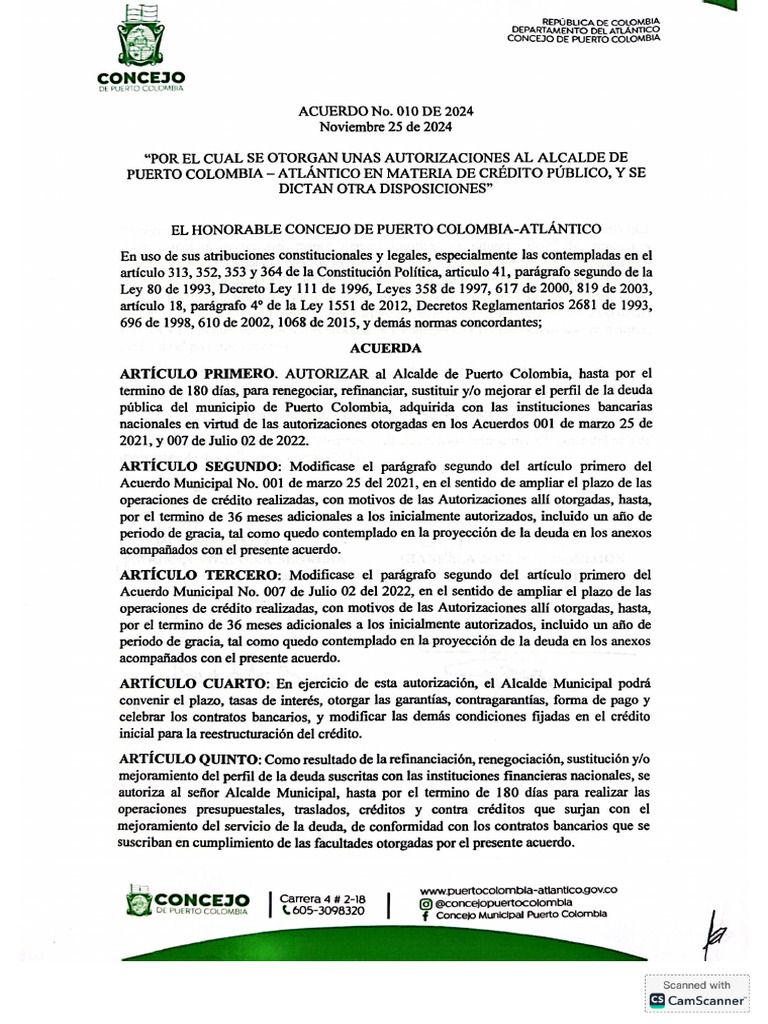 Acuerdo #010 de 2024 | PDF