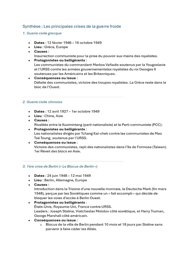 Crises majeures de la guerre froide | PDF | Communisme | Union soviétique
