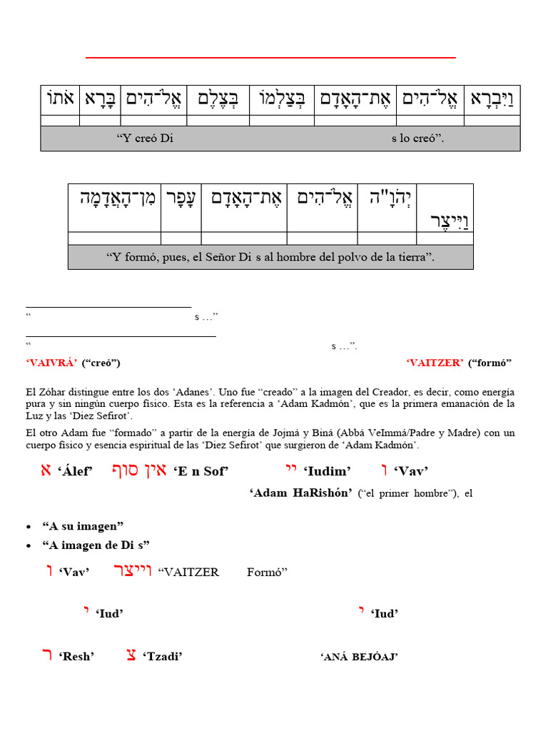 Creación de los Dos Adanes en la Torah | PDF | Libro del Génesis ...