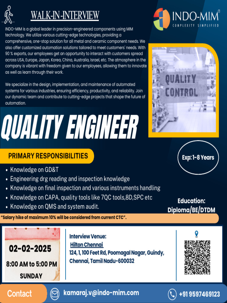 Walk-in Interview for Engineers at INDO-MIM | PDF | Automation | Business