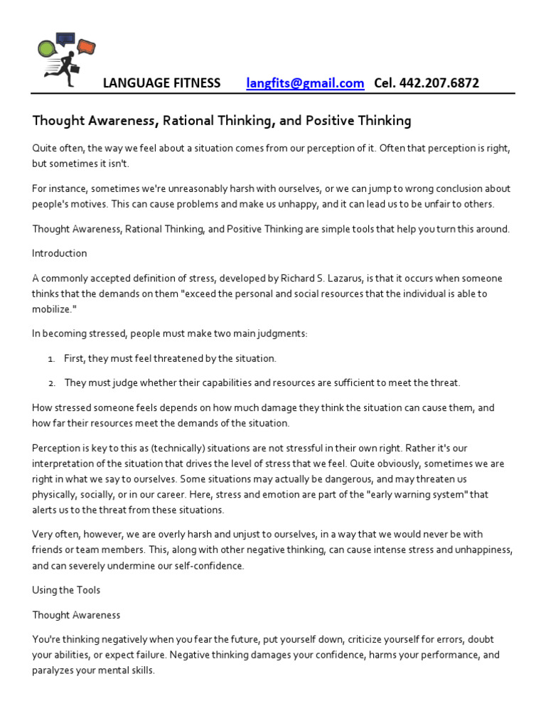 Awarenessrationalthinking | PDF | Thought | Rationality