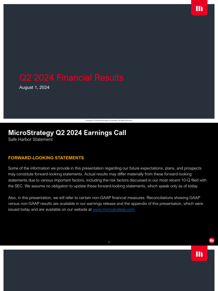 Microstrategy q2 2024 Earnings Presentation | PDF | Exchange Traded Fund |  Stocks