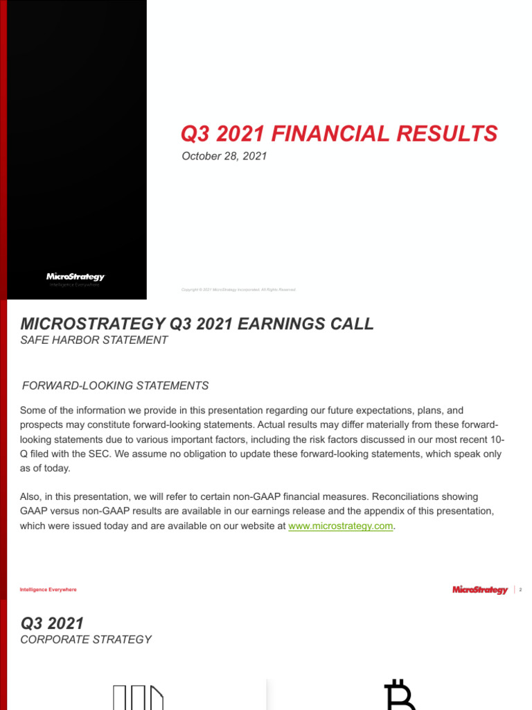 Q3 2021 Microstrategy Earnings Presentation | PDF | Subscription ...