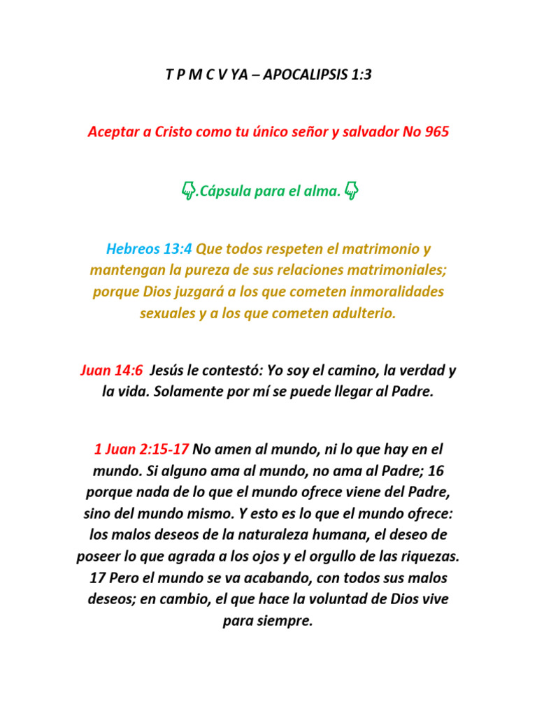 Aceptar A Cristo Como Tu Único Señor y Salvador No 965 | PDF | Cristo ...
