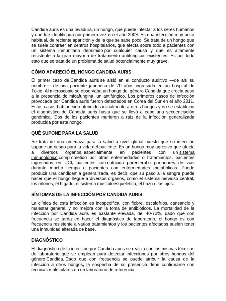 Candida Auris | PDF | Infección | Inmunología