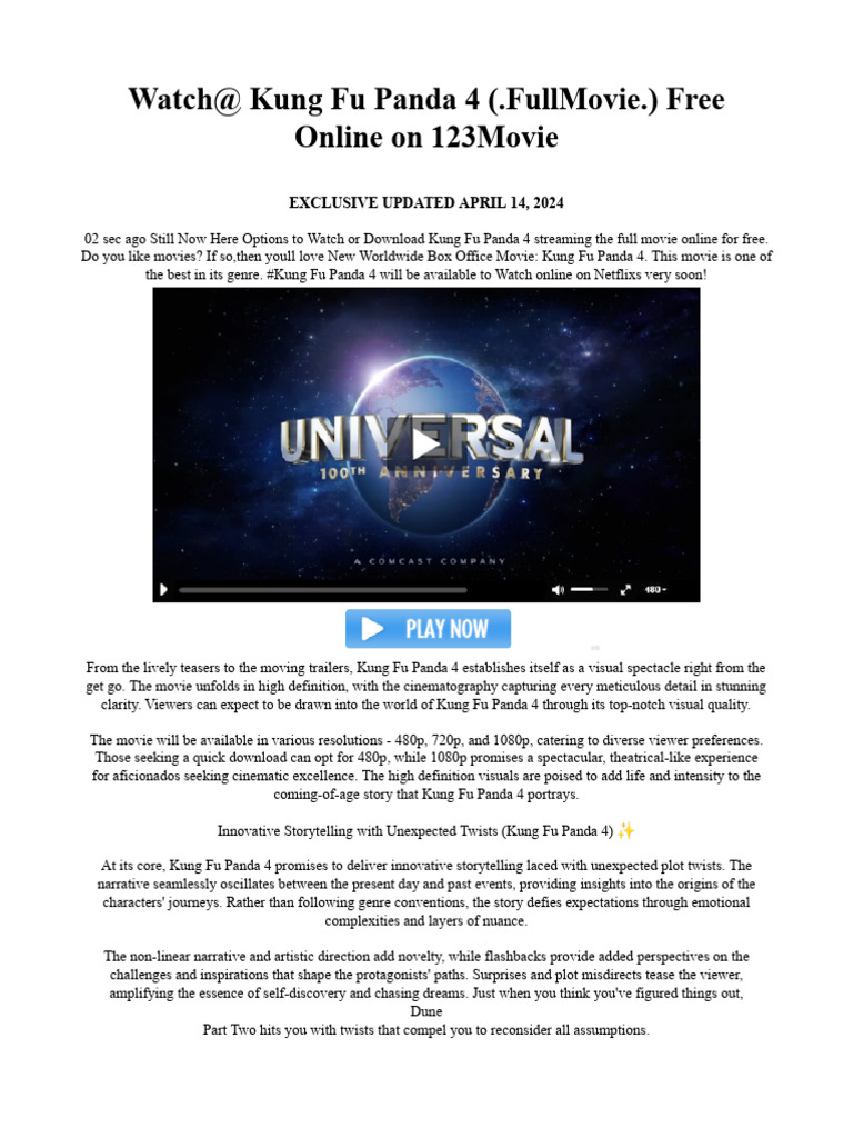 Watch Kung Fu Panda 4 Online Free PDF Metastasis Cancer