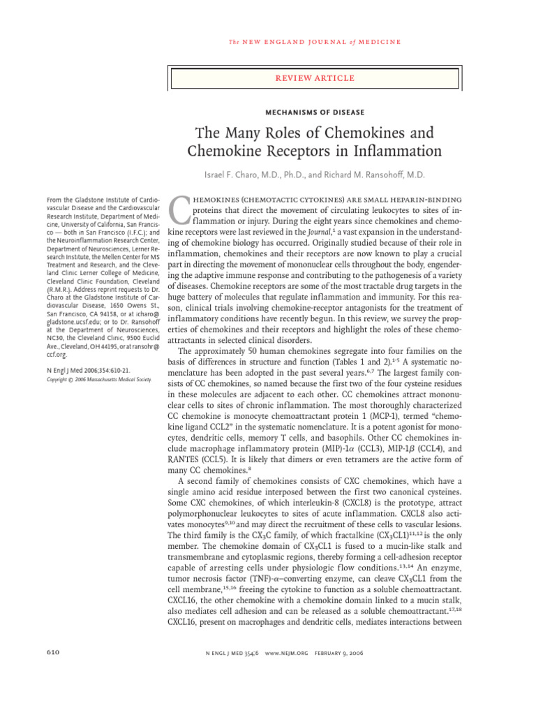 Chemokines and Inflammation Roles Explained | PDF | Chemokine | Immune ...