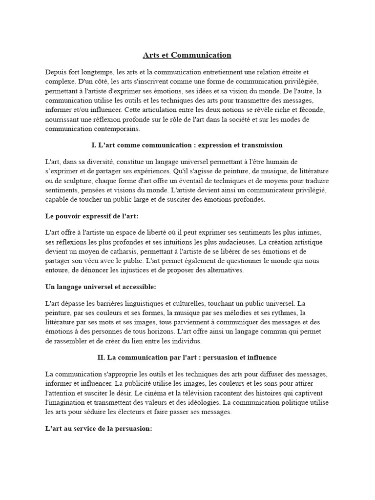 Art et Communication : Un Dialogue Créatif | PDF | la communication | Arts