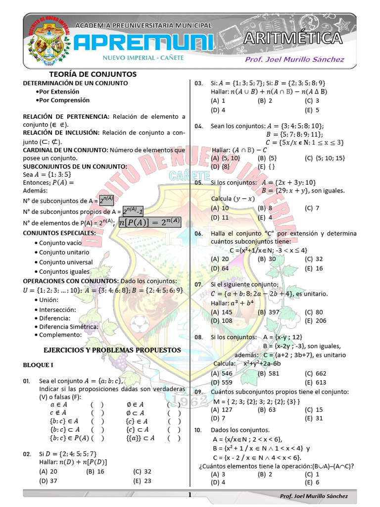 Teoría de Conjuntos y Ejercicios | PDF | Conjunto (Matemáticas ...
