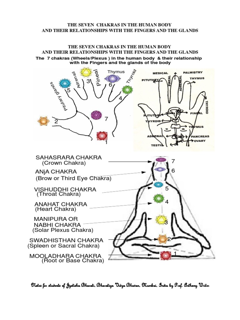 The Hand, The Seven Chakras and The Five Deities Kundalini Chakra