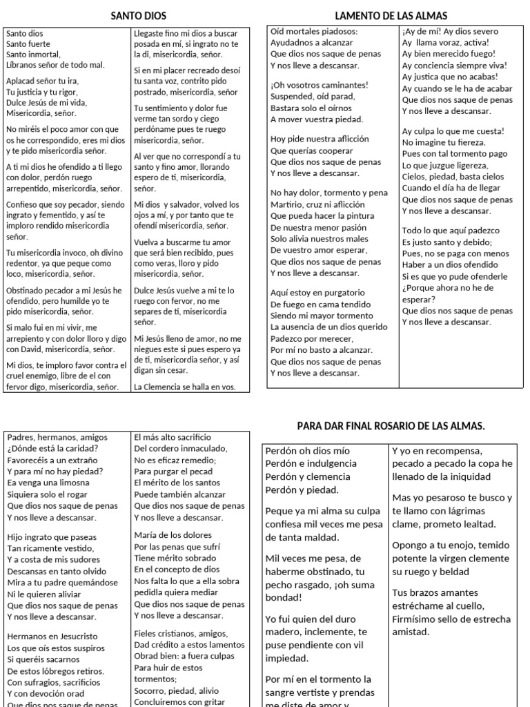 Cantos para el Rosario de Difuntos | PDF | Purgatorio | Pecado
