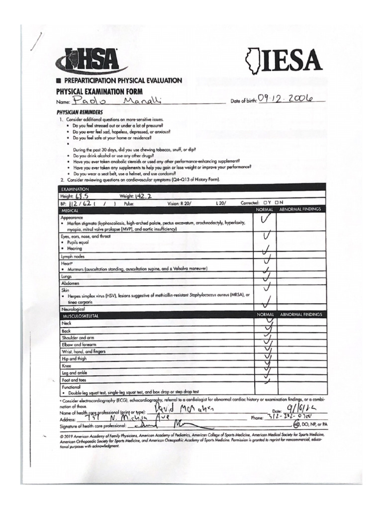 Preparticipation Physical Evaluation Pdf