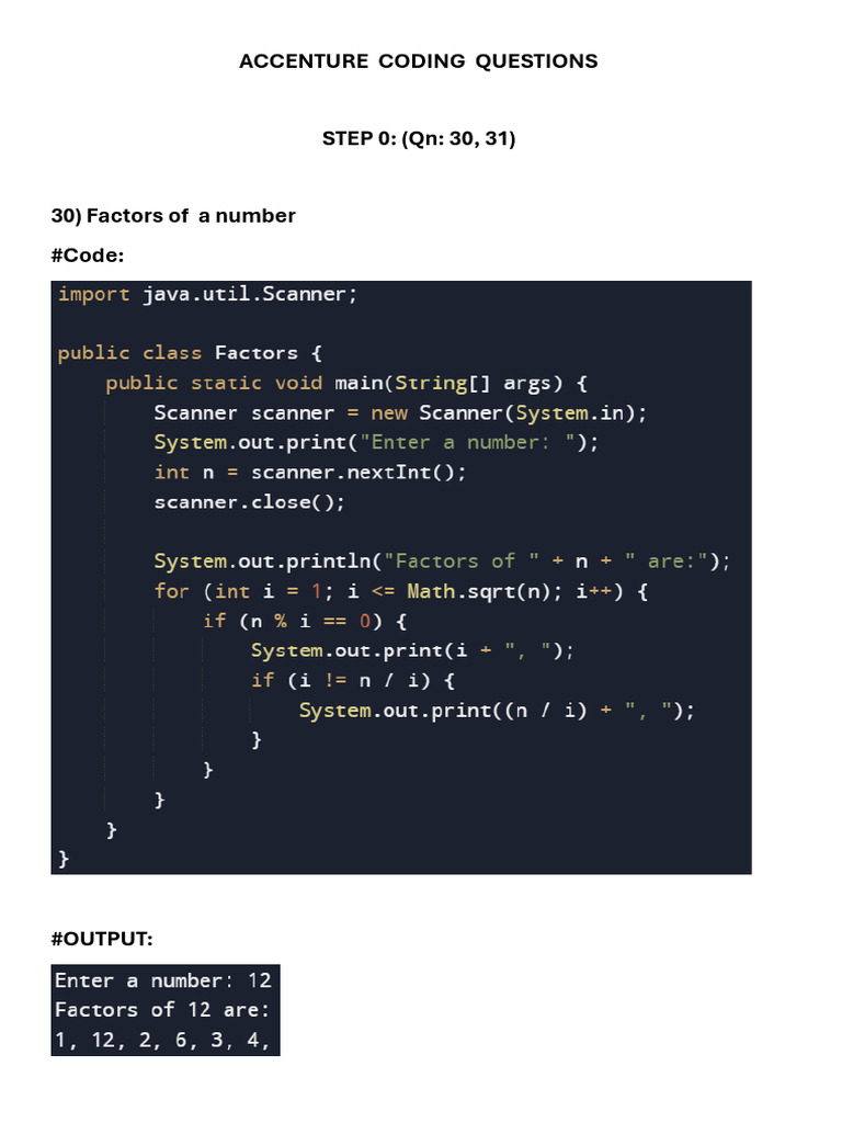 Accenture Coding Questions Answers | PDF