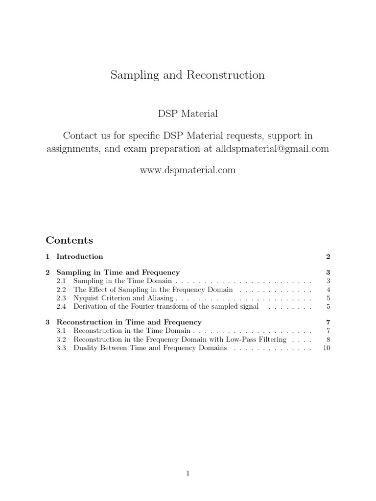Sampling and Reconstruction DSP Material | PDF | Digital Signal ...