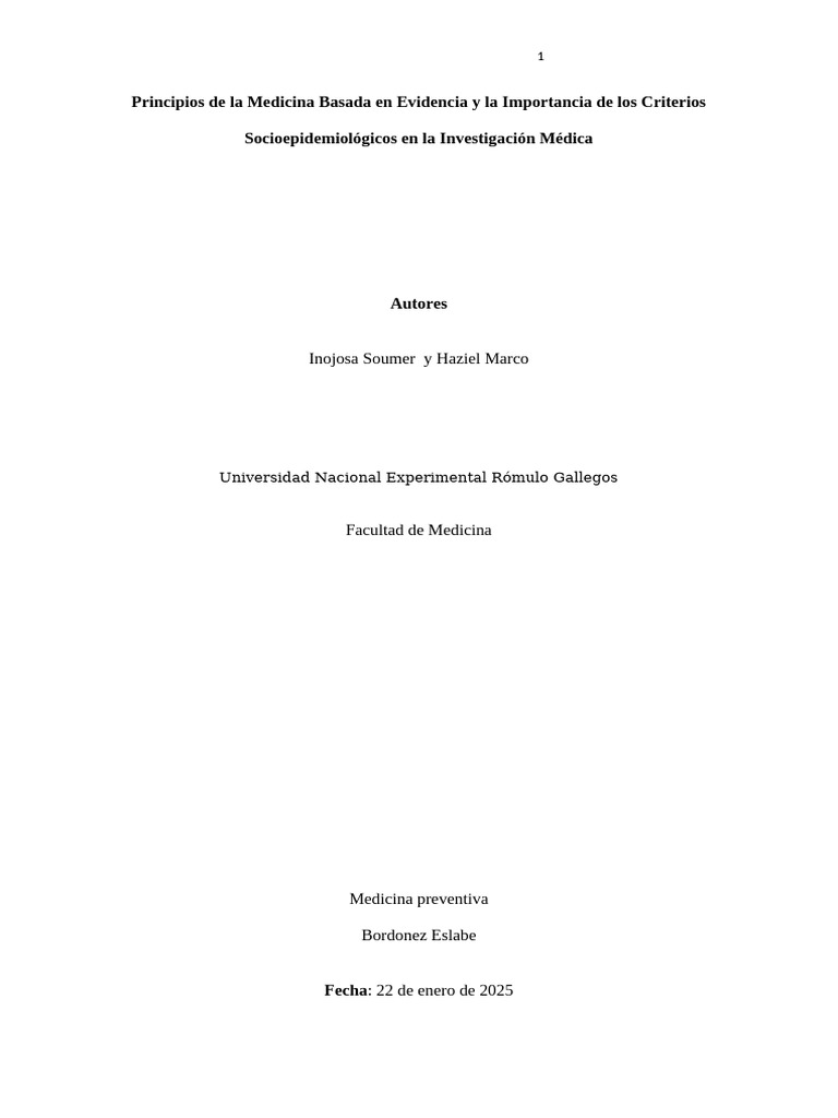 Principios de La Medicina Basada en Evidencia y La | PDF | Evidencia ...