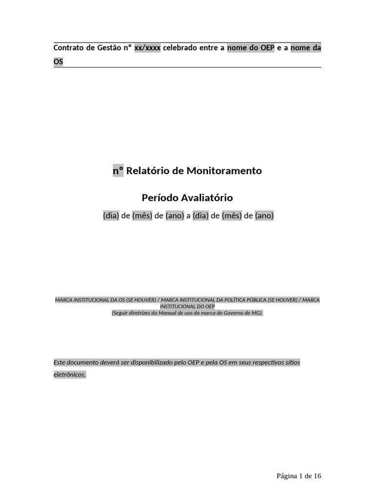 Relatório de Monitoramento do Contrato de Gestão | PDF | Conta de transação