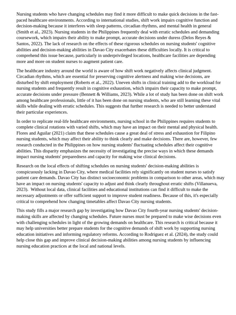 Impact of Shift Work on Nursing Students | PDF | Nursing | Shift Work