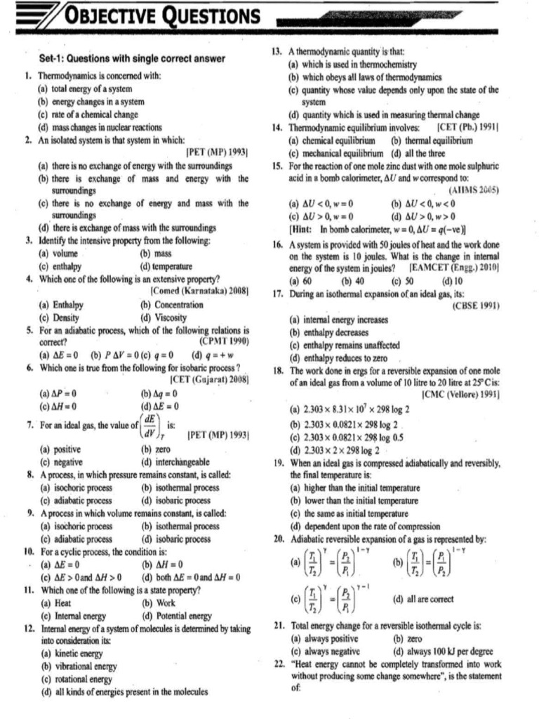 Thermo 1 Chem Questions | PDF