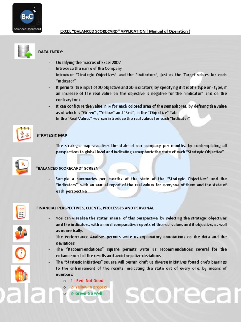 Excel Balanced Scorecard Guide | PDF | Business