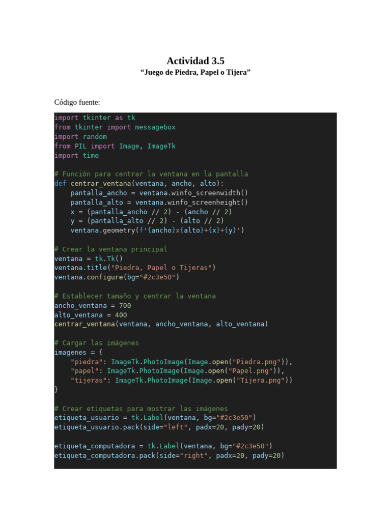 Juego de Piedra, Papel o Tijera en Python | PDF