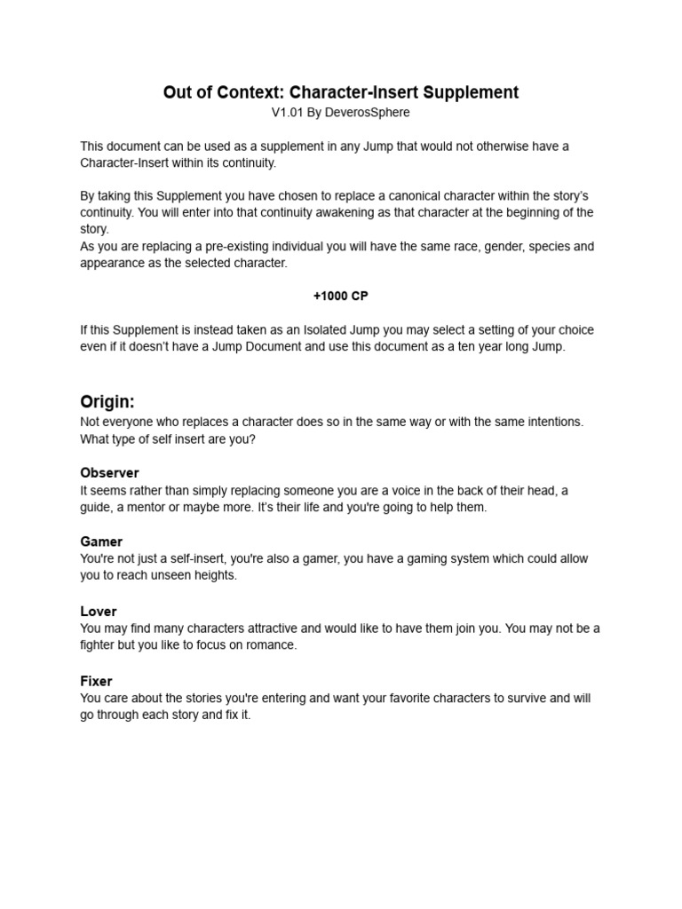 Out of Context Character-Insert Guide | PDF