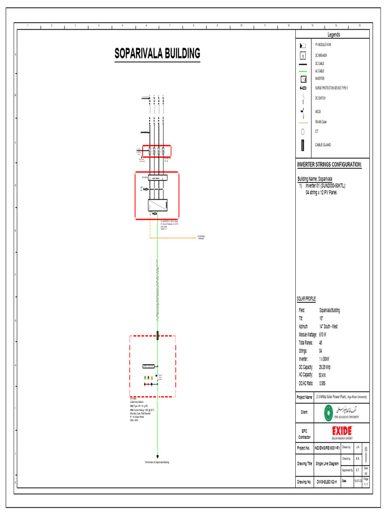 Solar Power Plant Single Line Diagram | PDF | Electrical Components ...