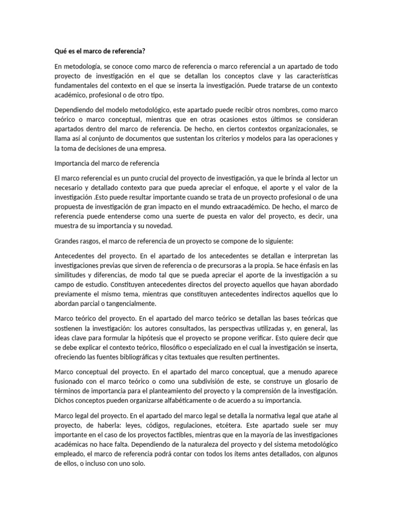 Marco de Referencia en Investigación | PDF | Teoría | Marco conceptual