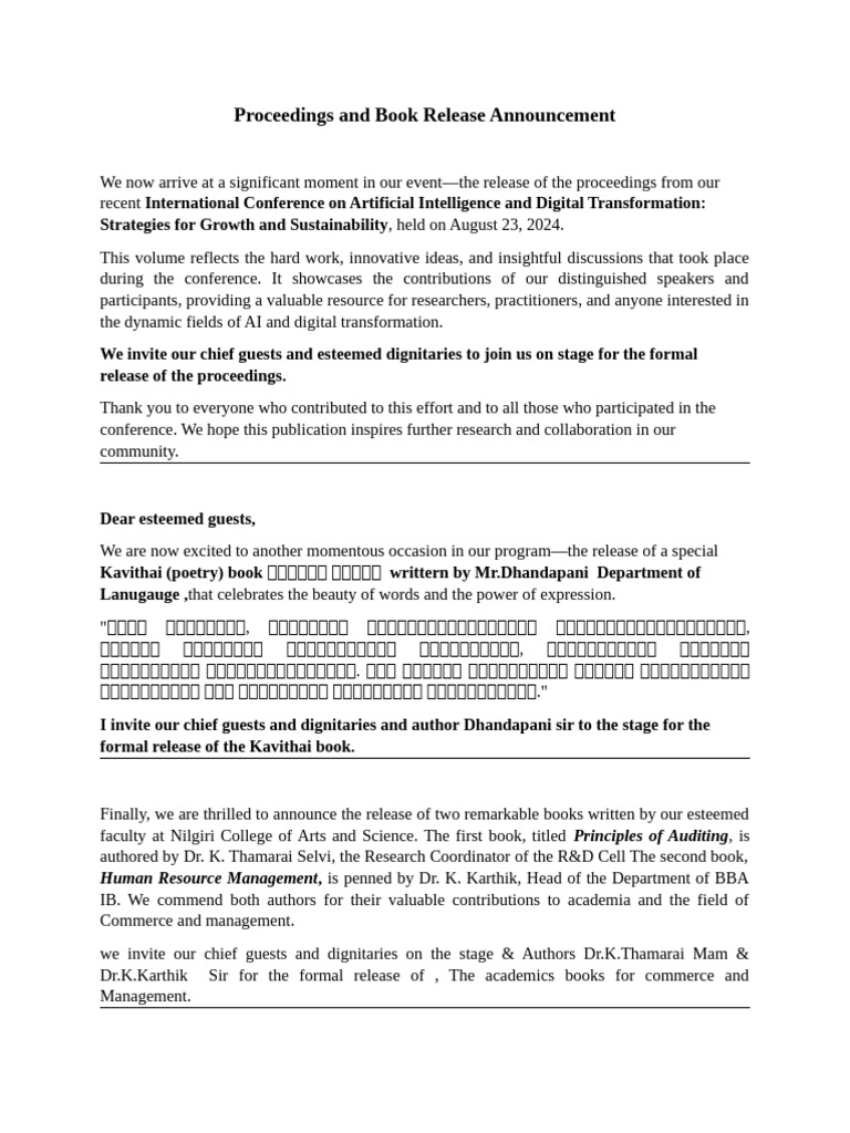 Proceedings and Book Release Announcement | PDF