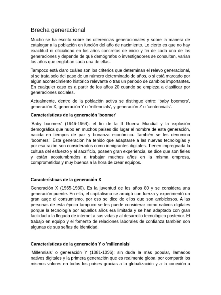 Brecha Generacional en el Trabajo | PDF | Internet