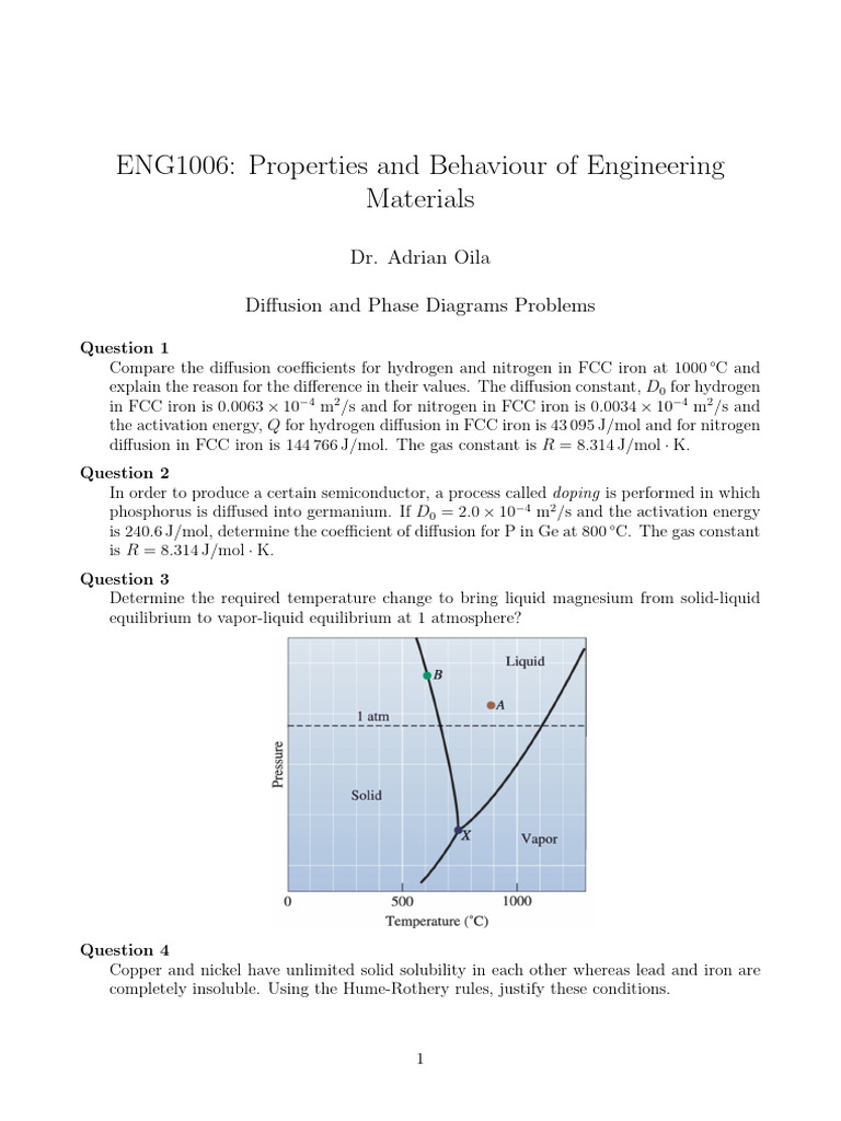 Diffusion and Phase Diagrams in Materials | PDF