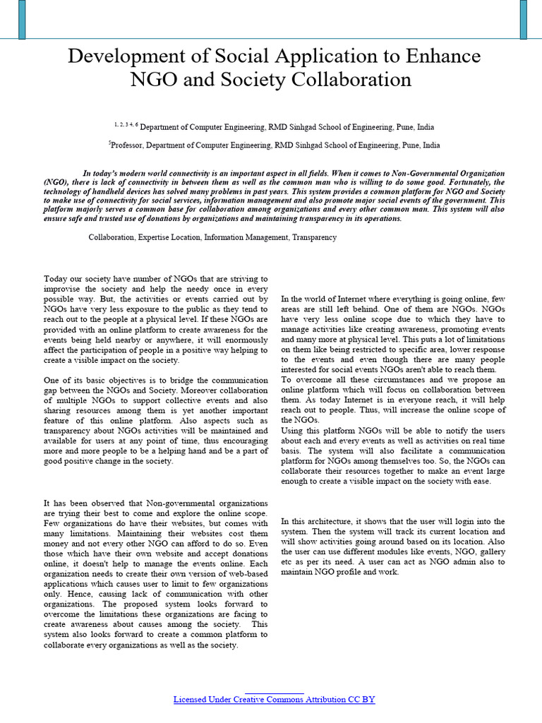 NGO Collaboration Social App Development | PDF | Non Governmental ...