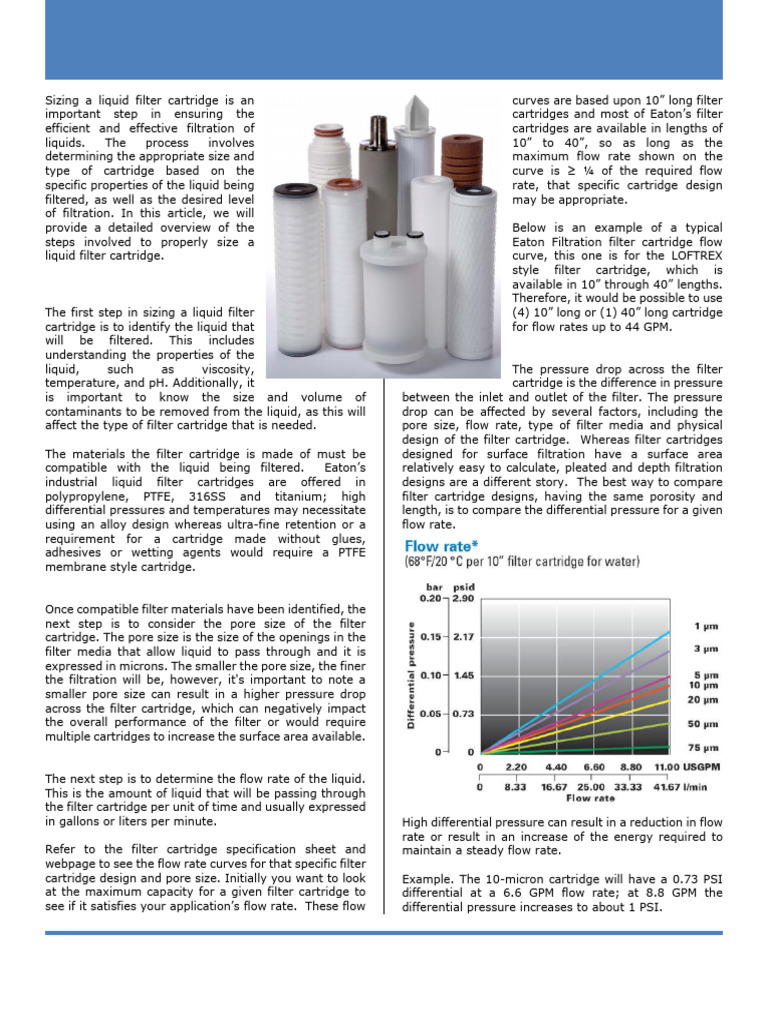 How To Size A Liquid Filter Cartridge | PDF | Porosity | Filtration