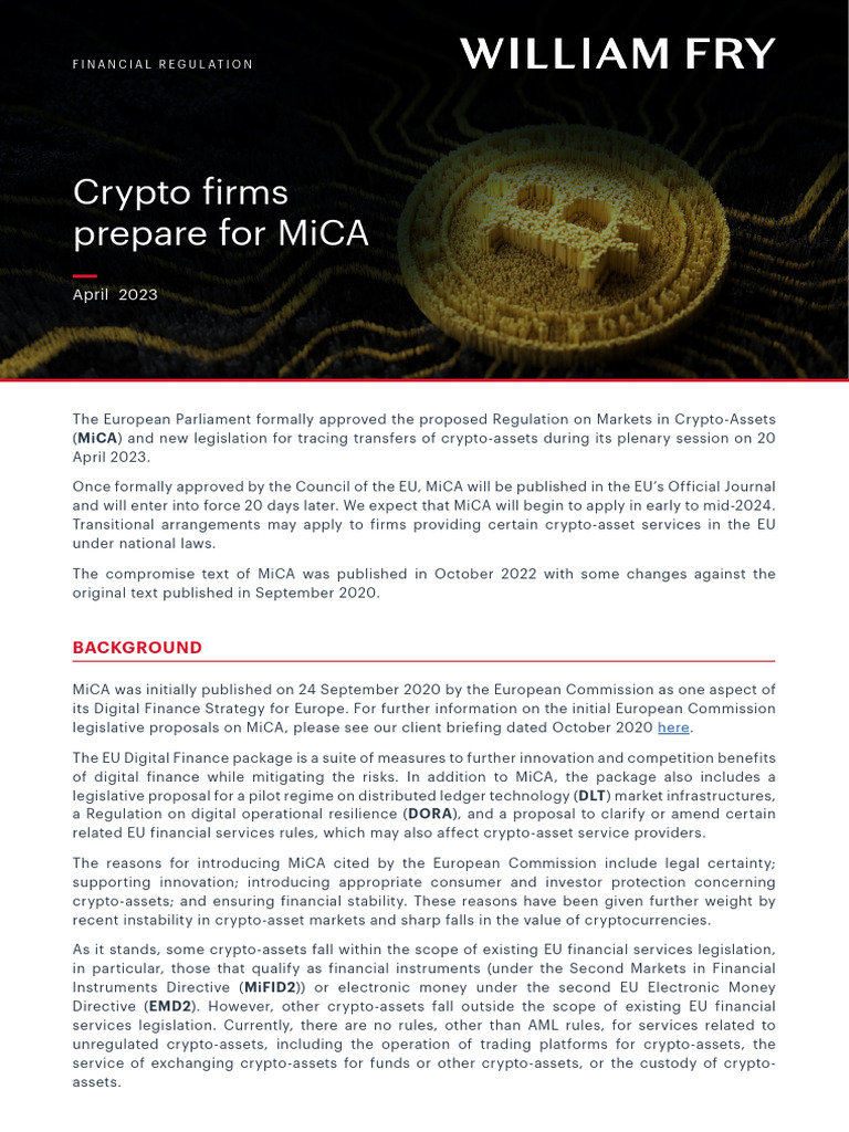 FRU Crypto Firms Prepare For MiCA | PDF | Cryptocurrency | Money