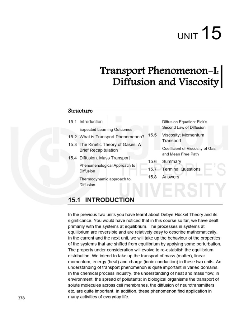 Transport Phenomenon: Diffusion & Viscosity | PDF | Diffusion ...