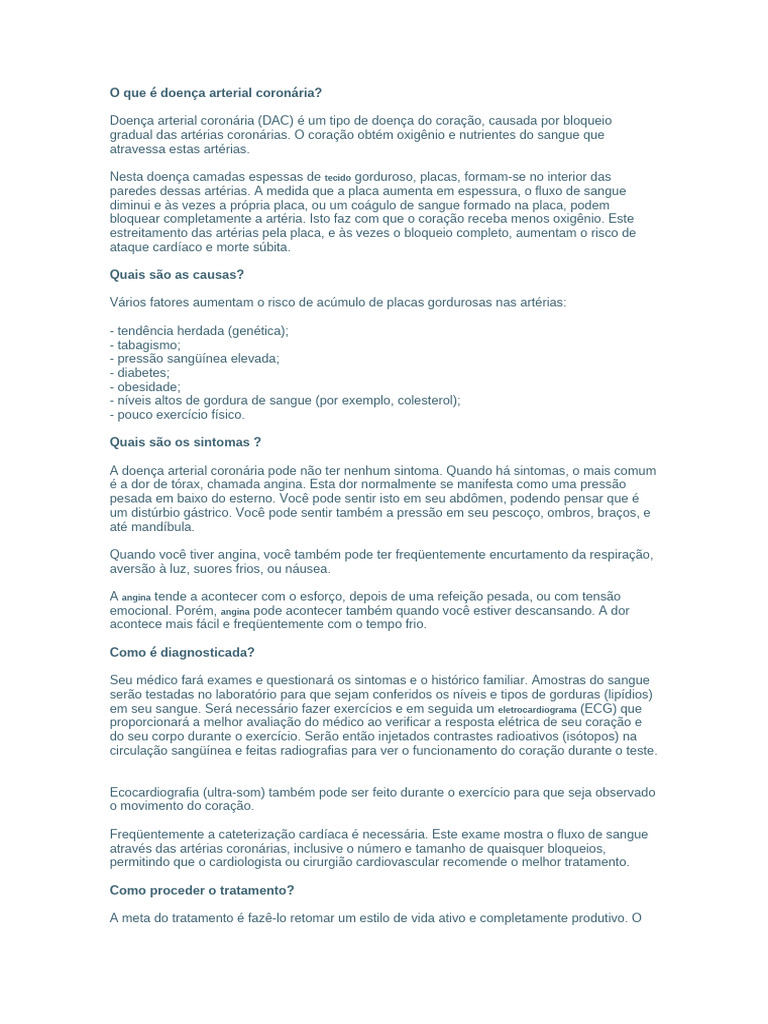 Entenda a Doença Arterial Coronária | PDF | Doença arterial coronariana ...