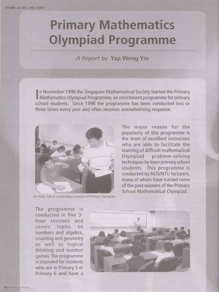Primary Mathematics Olympiad Report | PDF | Mathematics | Cognition