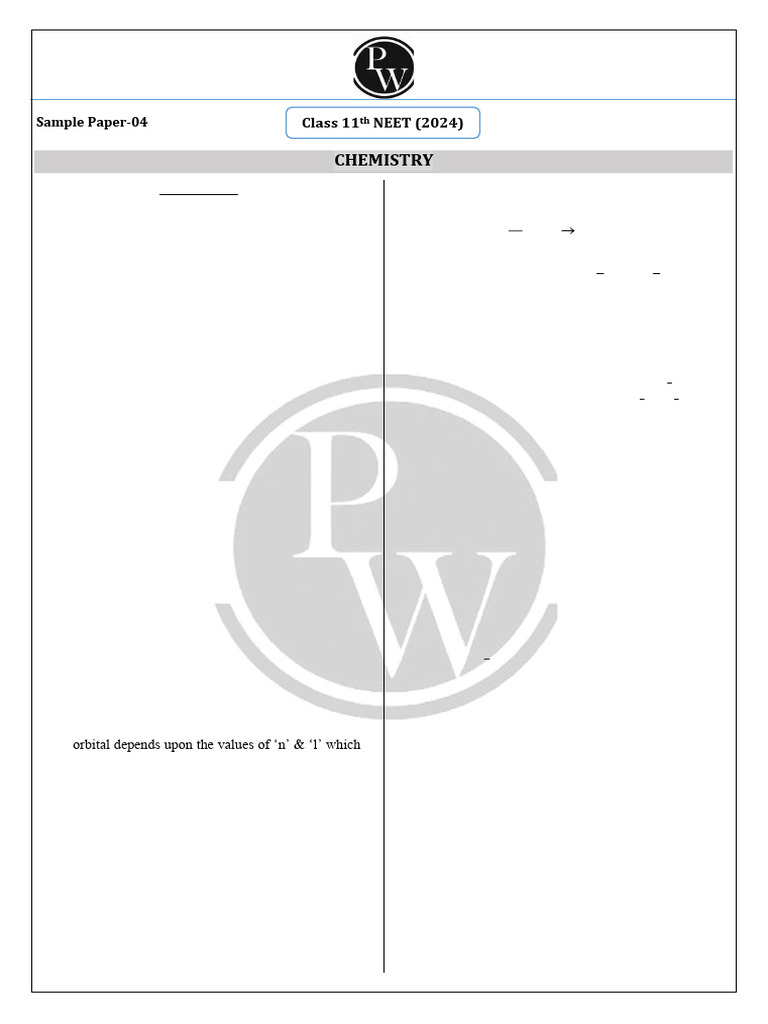 Sample paper 04 class 11th neet 2024 chemistry vijay gupta questions 1