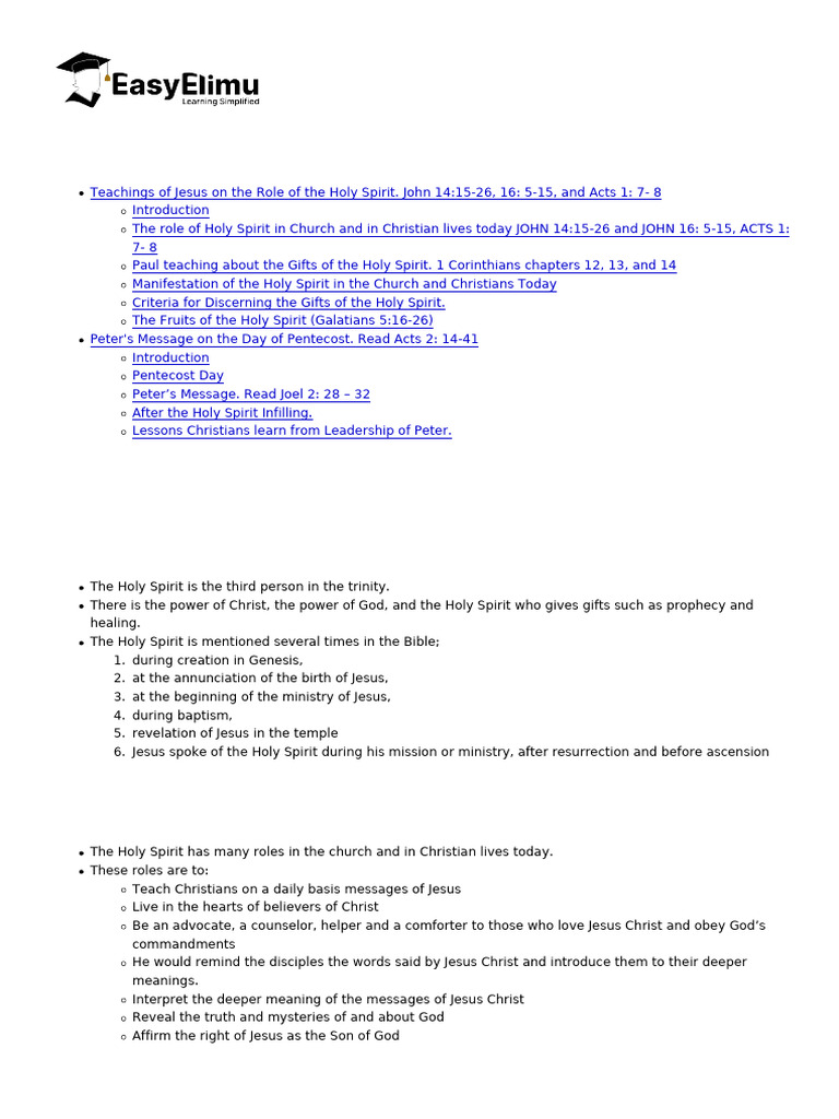 CRE Form 3: Gifts of the Holy Spirit | PDF | Spiritual Gift | Jesus