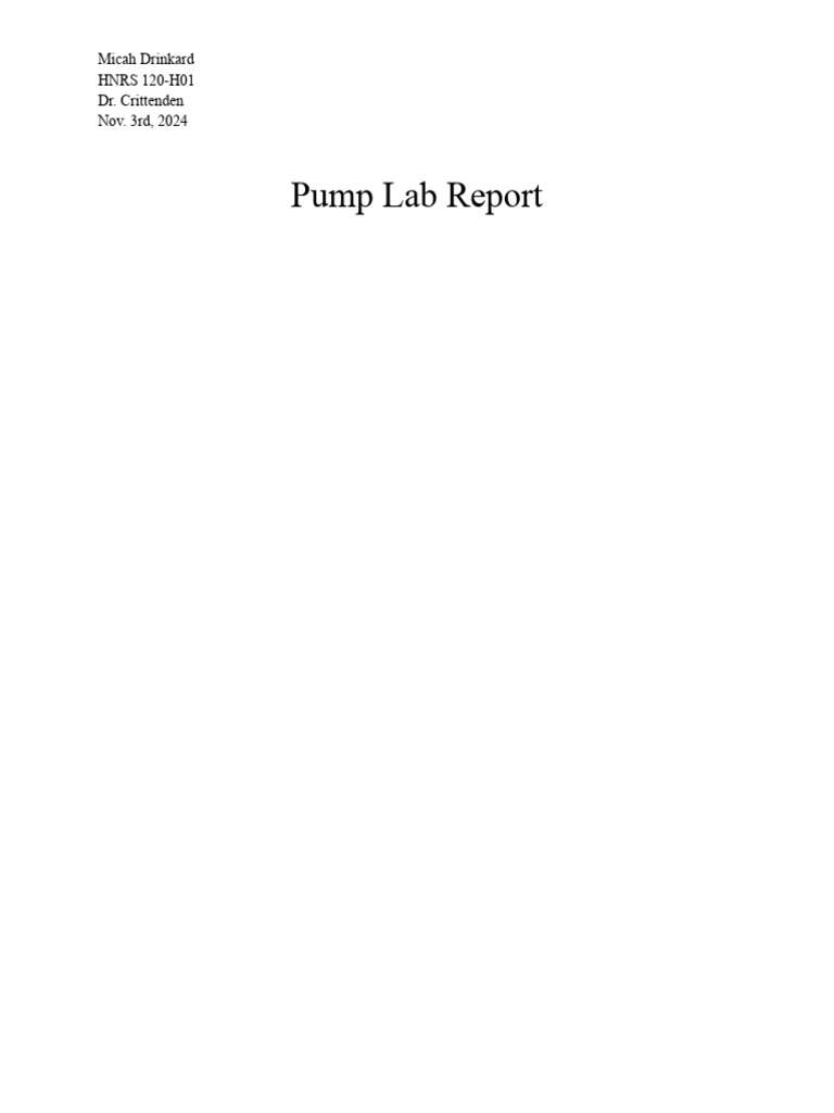 Water Pump Performance Lab Report | PDF