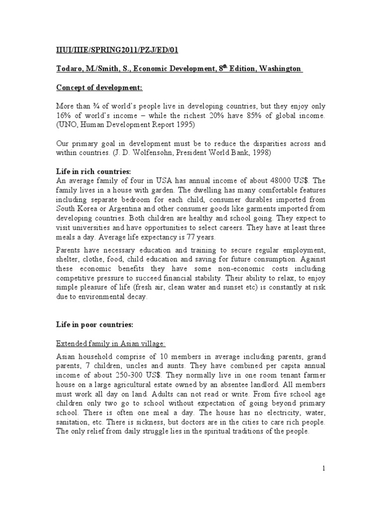 01 Concept of Development PDF Development Economics Economics