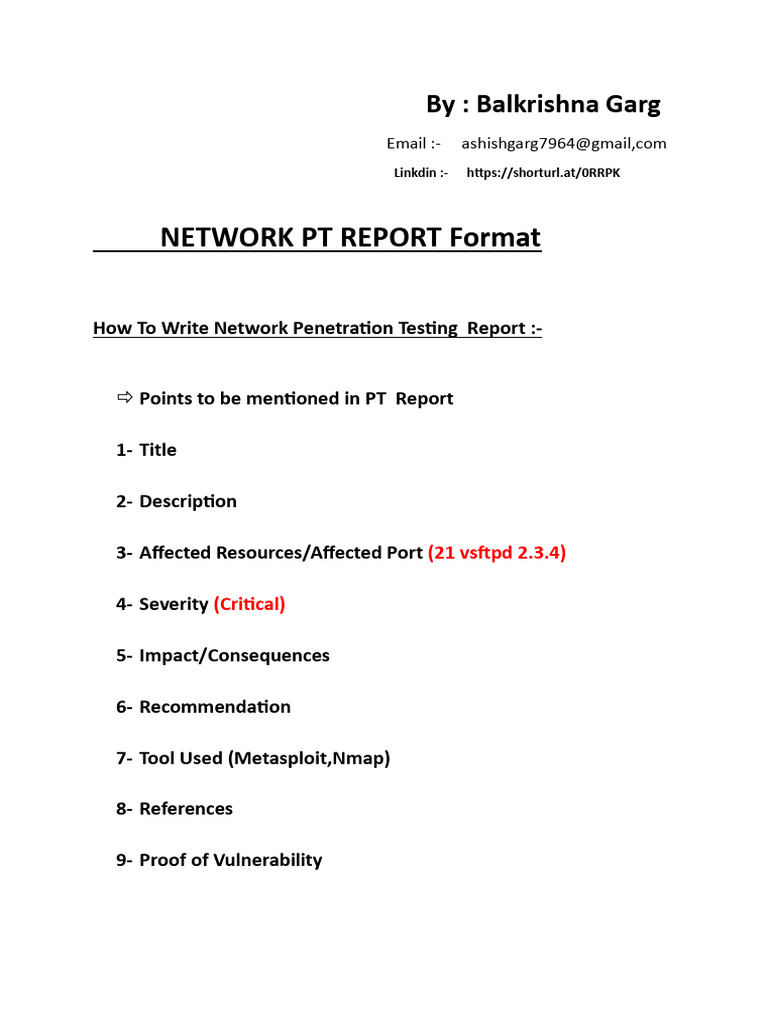 Network Penetration Testing Report Guide | PDF