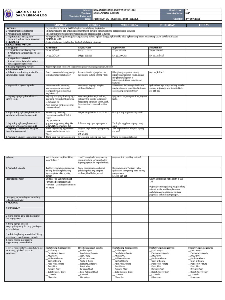 DLL - Esp 4 - Q3 - W5 | PDF