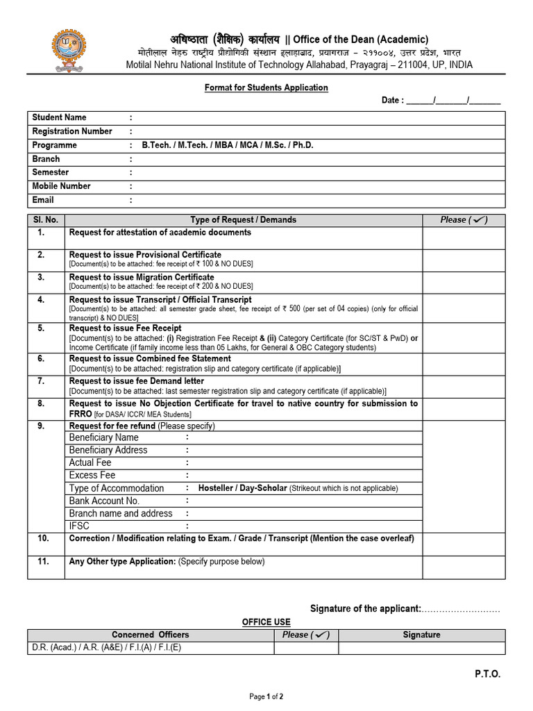 Student Application Form | PDF