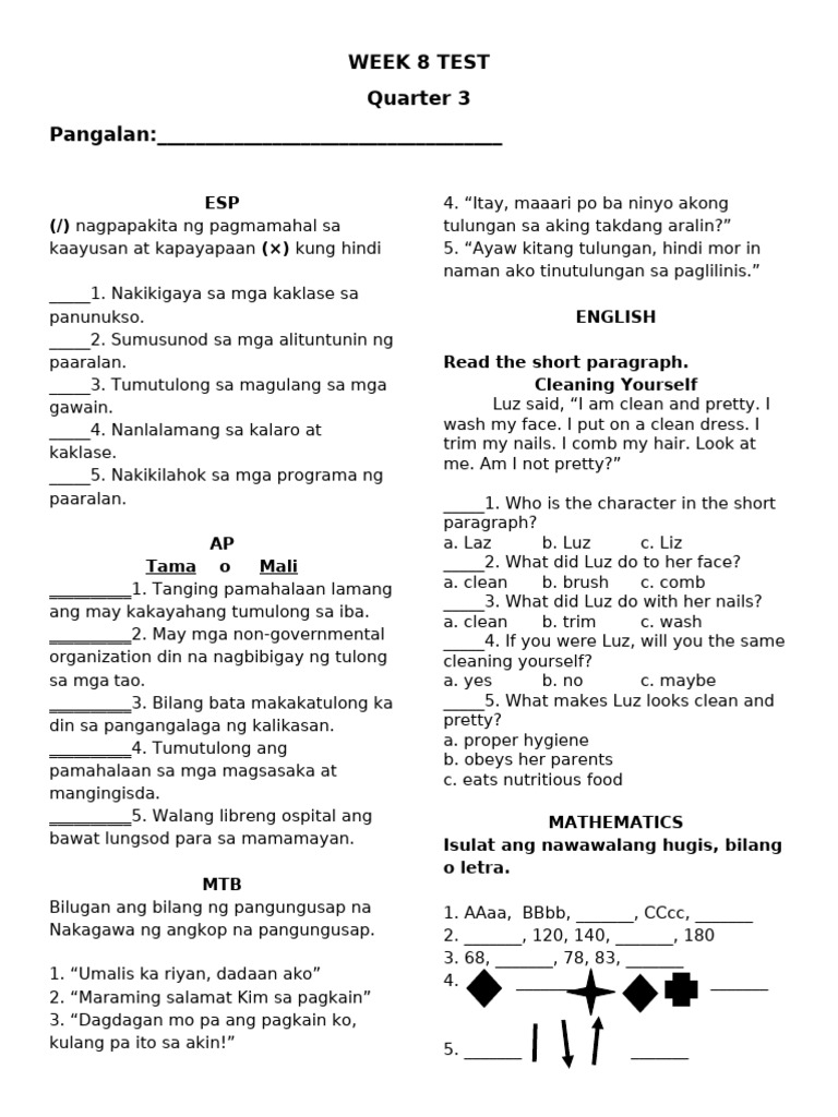 Q3 Week8 Quiz | PDF