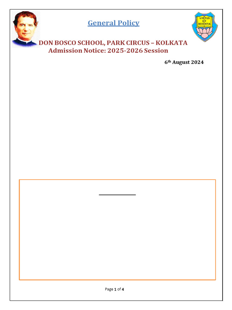 Don Bosco School Admission 2025 26 Notice Pdf Birth Certificate