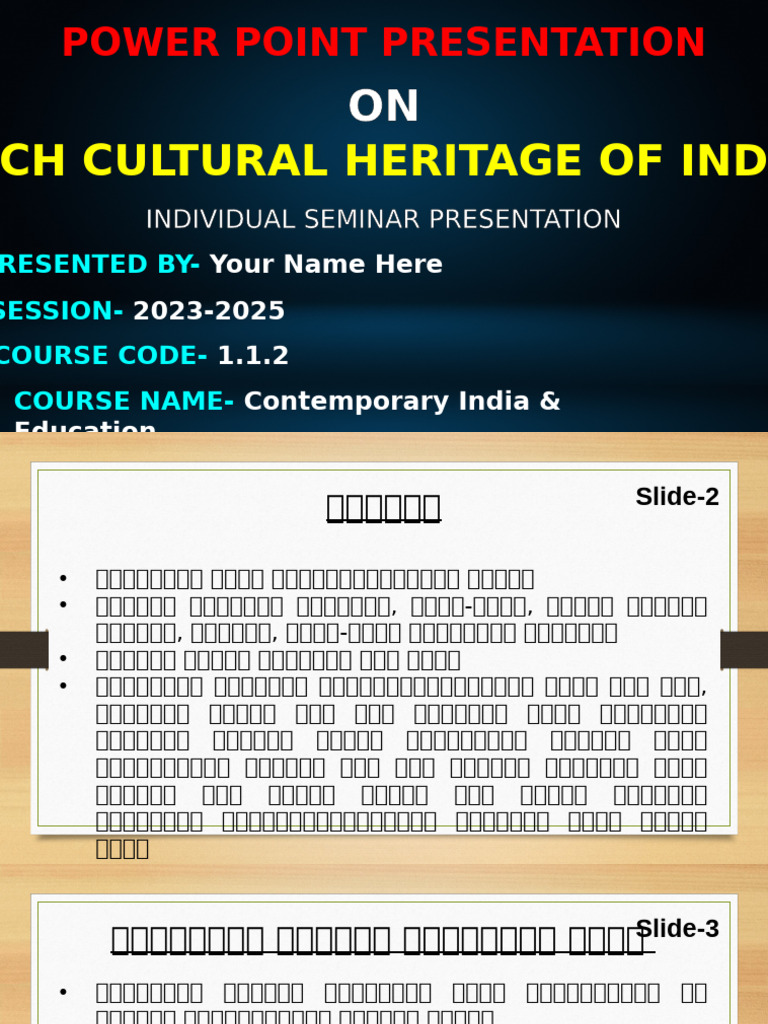 Preparing A Presentation On Rich Culture Heritage of India Bengali PPT ...