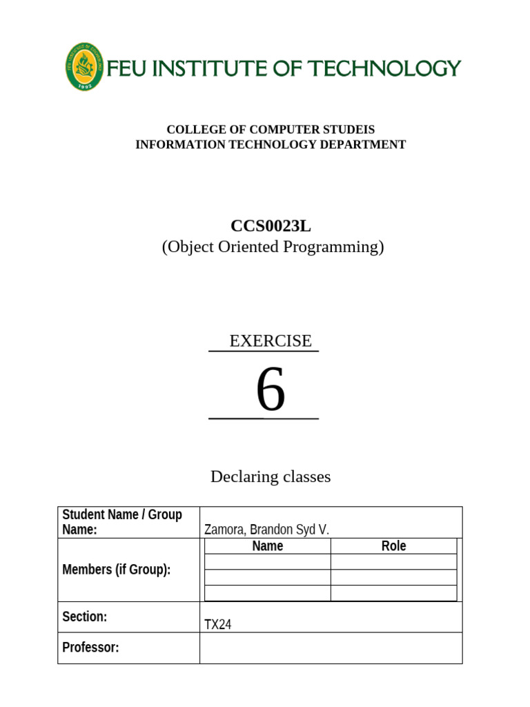 Java Object-Oriented Programming Exercise | PDF | Class (Computer ...