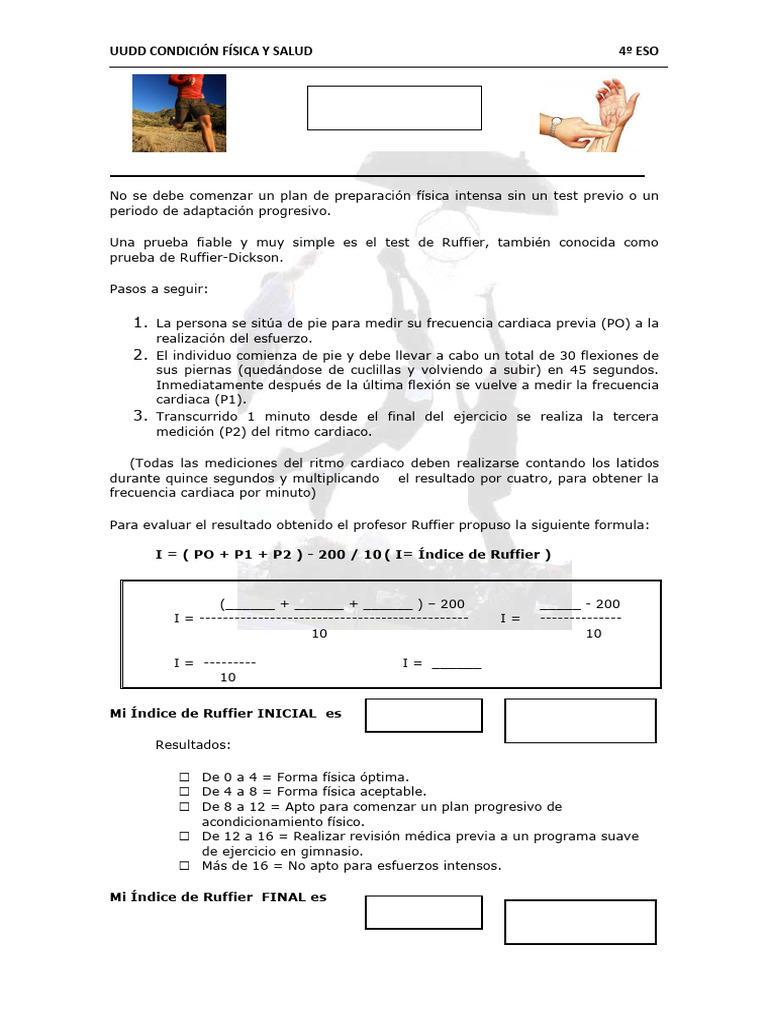 Test de Ruffier para Evaluar Condición Física | PDF