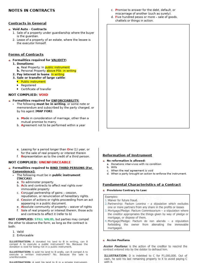 Essential Contract Law Notes | PDF | Lease | Civil Law (Common Law)