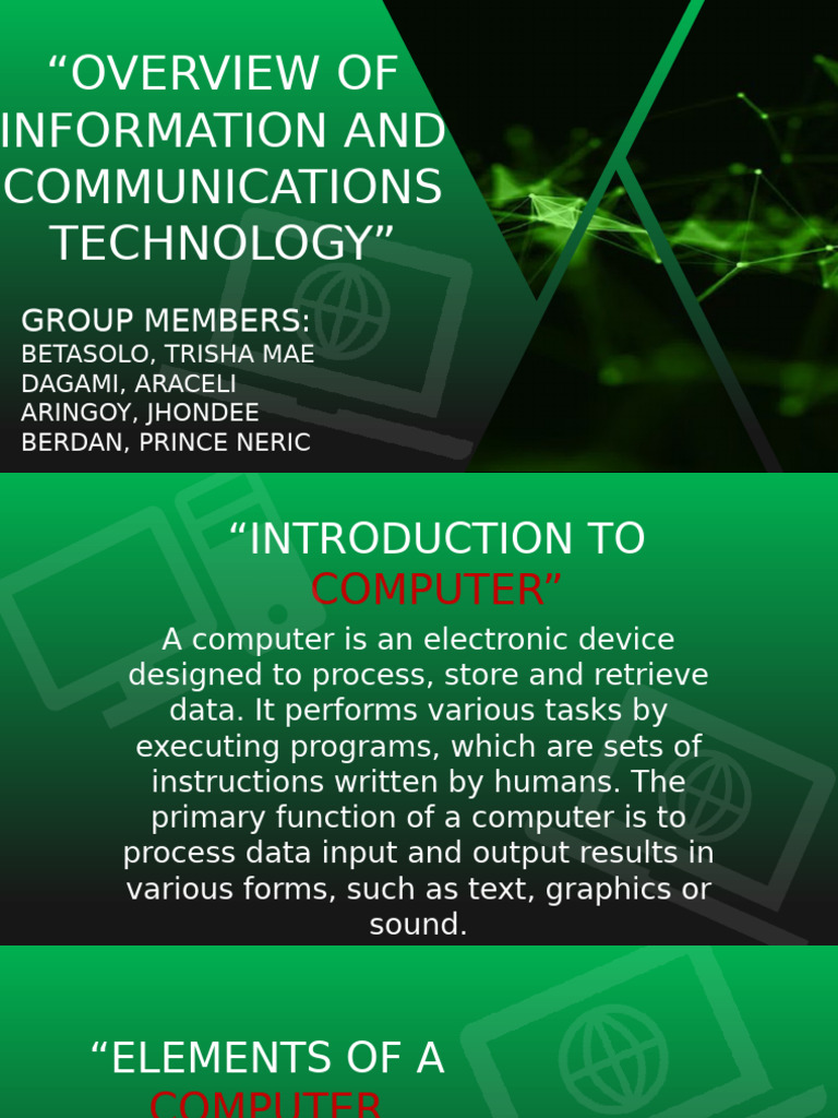 Overview of Computer Systems and ICT | PDF | Computer Hardware | Input ...